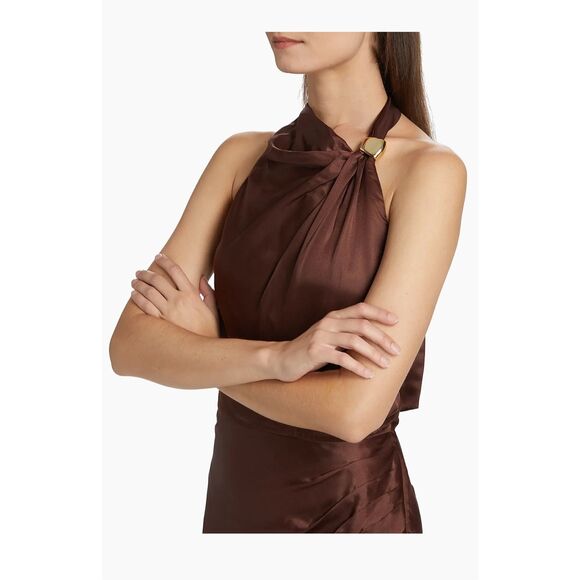 Nicholas the Label Womens Galilea Halter Neck Maxi Dress Dark Plum Size 10 - Picture 4 of 10